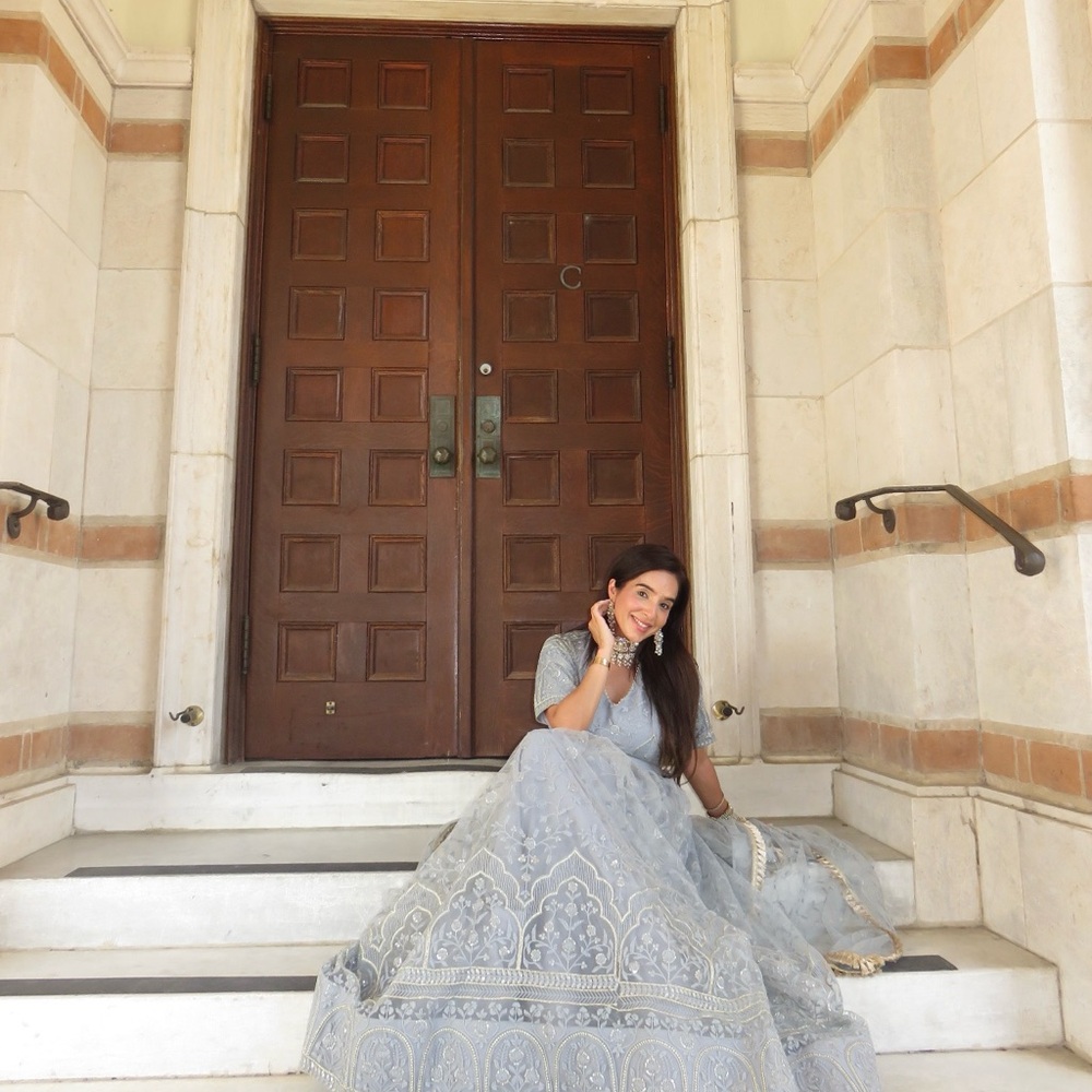 Elegant Gray Embroidered Gown